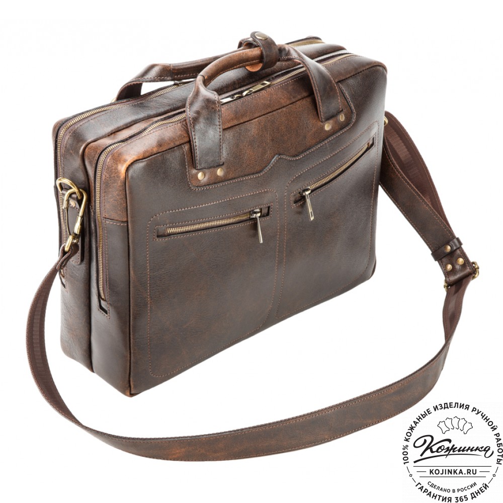 Кожаная мужская сумка-рюкзак "Генри" (коричневый эксклюзив)